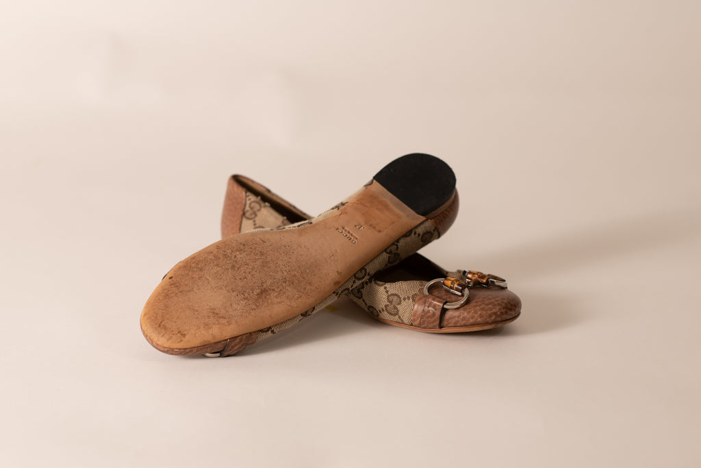 Gucci Monogram Canvas Ballet Flats