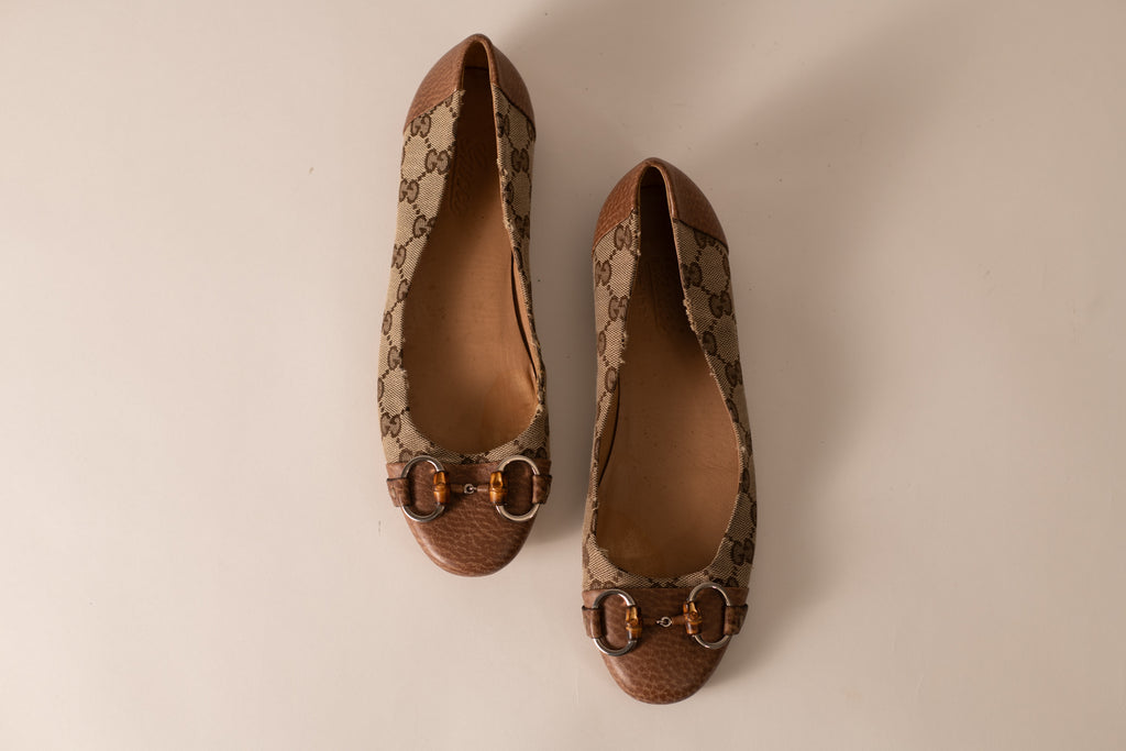 Gucci Monogram Canvas Ballet Flats