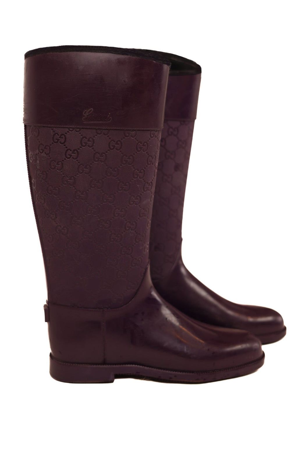 Gucci Monogram Embossed Rubber Boots